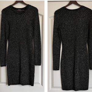 Express Black and Silver Long Sleeve Dress